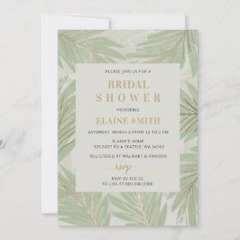ボタニカルグリーン金ゴールドモダンブライダルシャワー 招待状