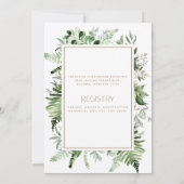 ボタニカルグリーン金ゴールド文字ホワイトブライダルシャワー 招待状 (裏面)