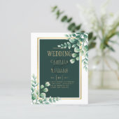 ボタニカルグリーン金ゴールド結婚式招待状エメラルド (スタンド正面)