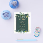 ボタニカルグリーン金ゴールド結婚式招待状エメラルド チラシ (シングル)