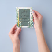 ボタニカルグリーン金ゴールド結婚式招待状セージ チラシ (手)