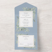 ボタニカルグリーン離れズダスティブルー結婚ズ オールインワン招待状 (内側)