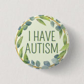 ボタニカルグリーン離れ文字自閉症 缶バッジ (正面)