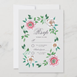 ボタニカルグレー&グリーンフローラ |出欠 セーブザデート