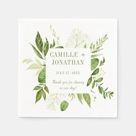 ボタニカルグ素朴リーフレーム披露宴 スタンダードカクテルナプキン (正面)