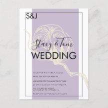 ボタニカルコットンプラントラベンダー結婚式招待状