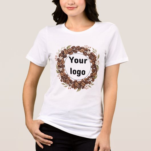 ボタニカルコーヒー豆リースカスタムロゴ トライブレンドTシャツ (正面)