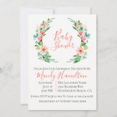 ボタニカルコーラルアイランドリースベビーシャワー 招待状 (正面)