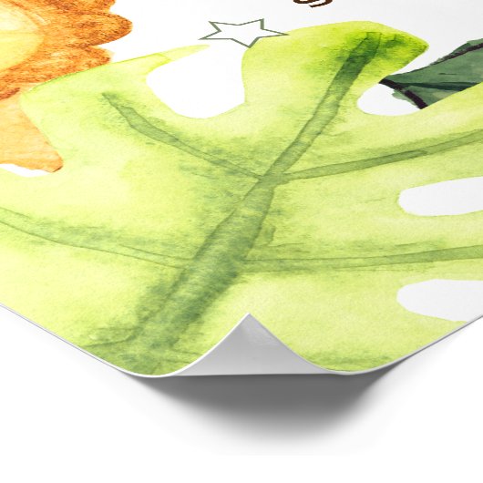 ボタニカルサファリ動物かわいい赤ちゃんシャワーへようこそ ポスター (角)