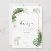 ボタニカルサファリ動物の赤ちゃんシャワー サンキューカード (正面)