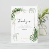 ボタニカルサファリ動物の赤ちゃんシャワー サンキューカード (スタンド正面)