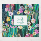 ボタニカルサボテン+花模様Iドリンクラベル スパークリングワインラベル (シングルラベル)