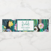 ボタニカルサボテン+花模様Iドリンクラベル ペットボトルラベル (シングルラベル)