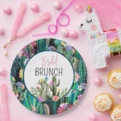 ボタニカルサボテン+花模様Iプレート ペーパープレート (パーティー)