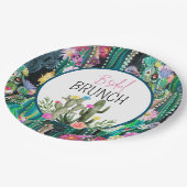 ボタニカルサボテン+花模様Iプレート ペーパープレート (アングル)