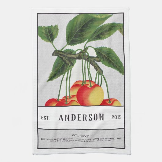 ボタニカルサワーさくらんぼカスタマイズ キッチンタオル (縦)