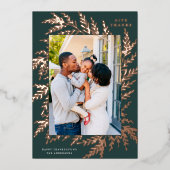 ボタニカルサンクスギビングフォトグリーンバラ金ゴールド 箔シーズンカード (正面)