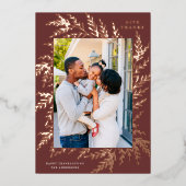 ボタニカルサンクスギビングフォトブルゴーニュバラ金ゴールド 箔シーズンカード (正面)