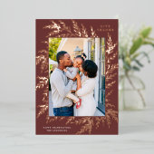 ボタニカルサンクスギビングフォトブルゴーニュバラ金ゴールド 箔シーズンカード (立ち正面)