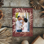 ボタニカルサンクスギビングフォトブルゴーニュバラ金ゴールド 箔シーズンカード