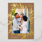 ボタニカルサンクスギビング写真小麦金ゴールド 箔シーズンカード (正面)