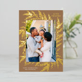 ボタニカルサンクスギビング写真小麦金ゴールド 箔シーズンカード (立ち正面)