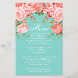 ボタニカルサンゴとティール（緑がかった色）フラワー結婚ズ – メニュー