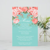 ボタニカルサンゴとティール（緑がかった色）フラワー結婚ズ – メニュー (スタンド正面)