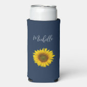 ボタニカルサンフラワーエレガントネイビーブルー スリム缶クーラー (Seltzer正面)