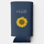 ボタニカルサンフラワーエレガントネイビーブルー スリム缶クーラー (裏面)