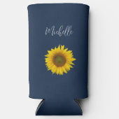 ボタニカルサンフラワーエレガントネイビーブルー スリム缶クーラー (正面)