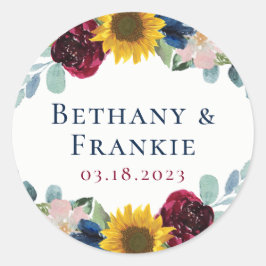 ボタニカルサンフラワーフローラ結婚式の引き出物 ラウンドシール