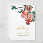 ボタニカルザクロエレガントゴールドウェディング 招待状 (裏面)