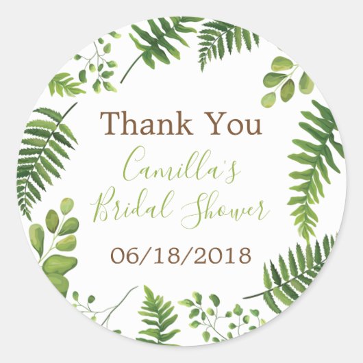 ボタニカルシダブライダルシャワーフェイスステッカー ラウンドシール (正面)