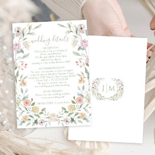 ボタニカルシックパステル結婚フローラ詳細カード エンクロージャーカード
