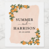 ボタニカルシトラスオレンジメインスクイーズ結婚式の引き出物 ワインラベル (シングルラベル)