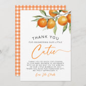 ボタニカルシトラスオレンジリトルかわいこちゃんベビーシャワー サンキューカード (正面/裏面)