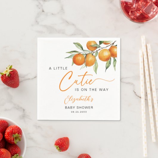 ボタニカルシトラスオレンジリトルかわいこちゃんベビーシャワー スタンダードカクテルナプキン (インサイチュ)