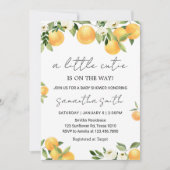 ボタニカルシトラスオレンジリトルかわいこちゃんベビーシャワー 招待状 (正面)