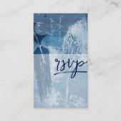 ボタニカルシモダンアンブルーウェディングRSVP エンクロージャーカード (正面)