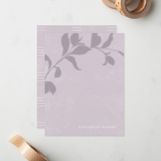 ボタニカルシャドーウィメンズステーショナリー – 紫 ノートカード (正面/裏面インサイチュ)