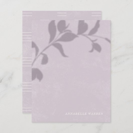 ボタニカルシャドーウィメンズステーショナリー – 紫 ノートカード (正面/裏面)