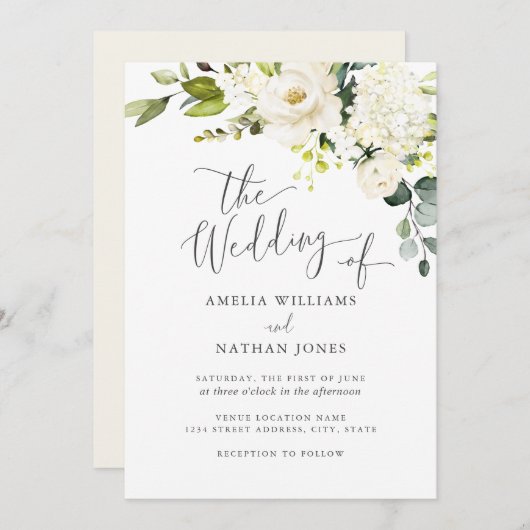 ボタニカルシャンパンウォーターカラー結婚式招待状 招待状 (正面/裏面)