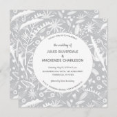 ボタニカルシルバーグレイ結婚パターン 招待状 (正面/裏面)