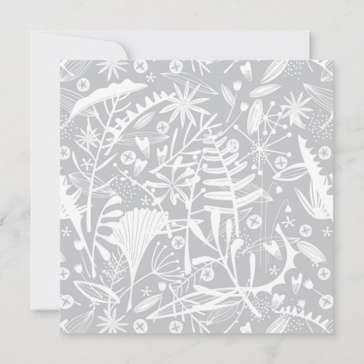 ボタニカルシルバーグレーパターンブライダルシャワー 招待状 (裏面)