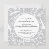 ボタニカルシルバーグレーパターン夕べ結婚ズ 招待状 (正面)