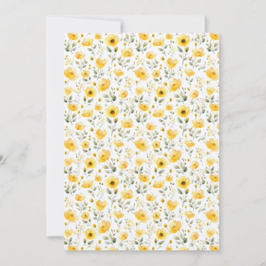 ボタニカルシンプルイエローワイルドフラワーボホ結婚ズ 招待状 (裏面)