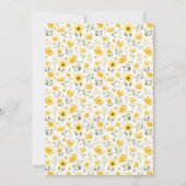 ボタニカルシンプルブライダルシャワーイエローワイルドフラワー 招待状 (裏面)