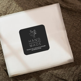 ボタニカルシンプルブラックミニマリストハンドメイド スクエアシール