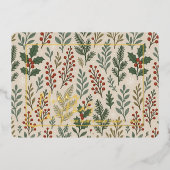 ボタニカルシーズナルグリーティングオンホリーベリー金ゴールド 箔シーズンカード (正面)